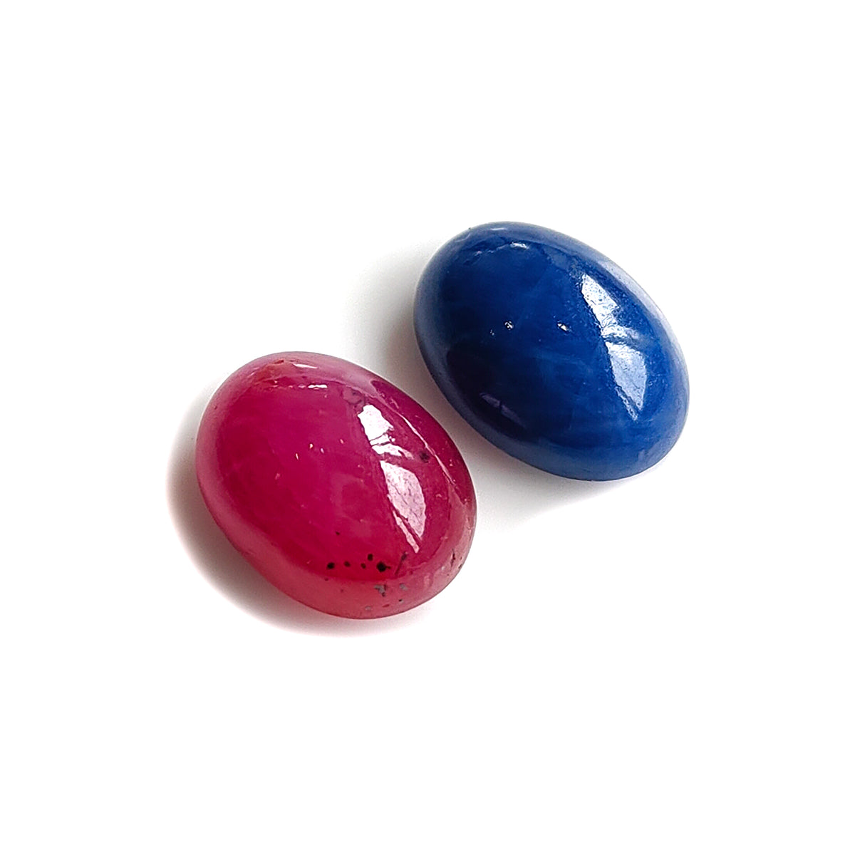 ruby, blue sapphire cabochon gemstone