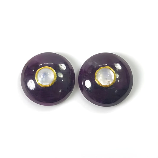 ruby, moonstone round shape cabochon