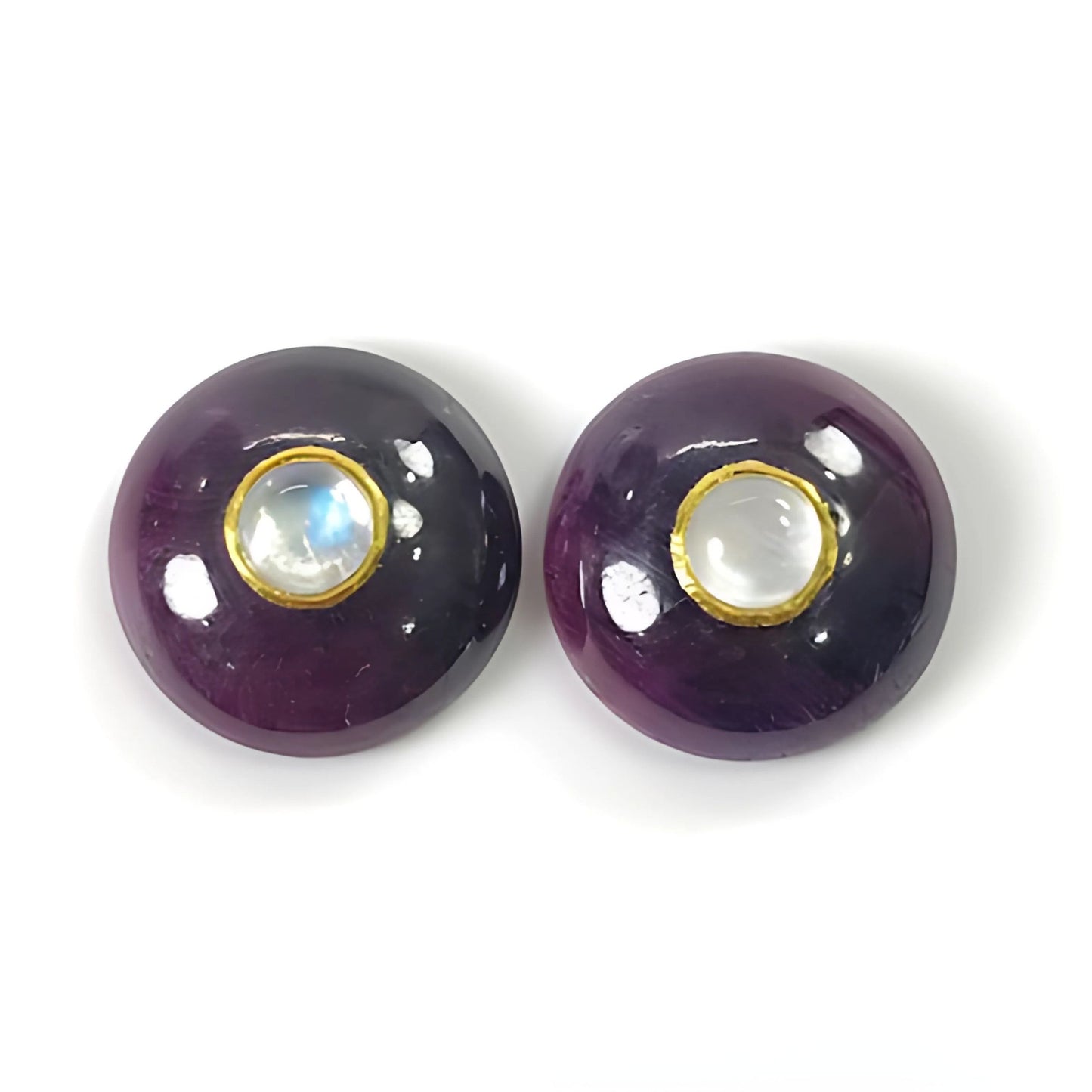 ruby, moonstone round shape cabochon