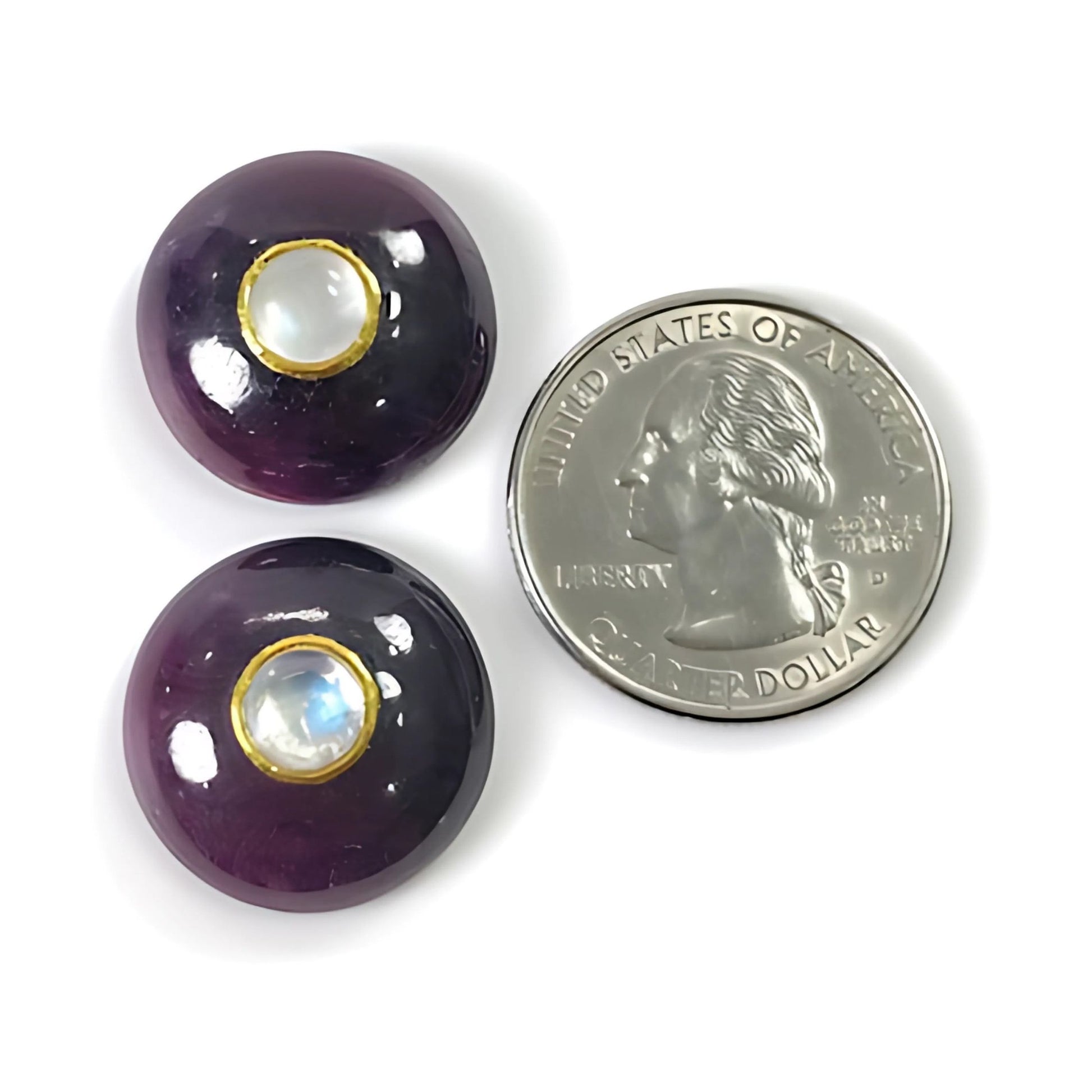 rubino, pietra di luna forma rotonda cabochon