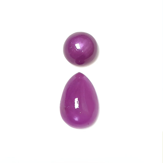 ruby pear, round shape cabochon