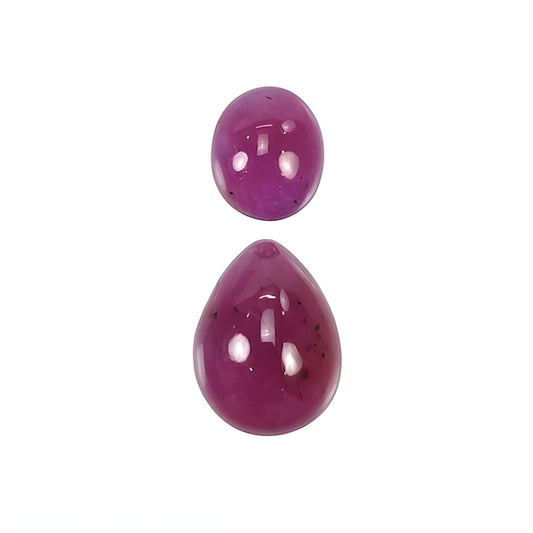 ruby round, pear shape cabochon