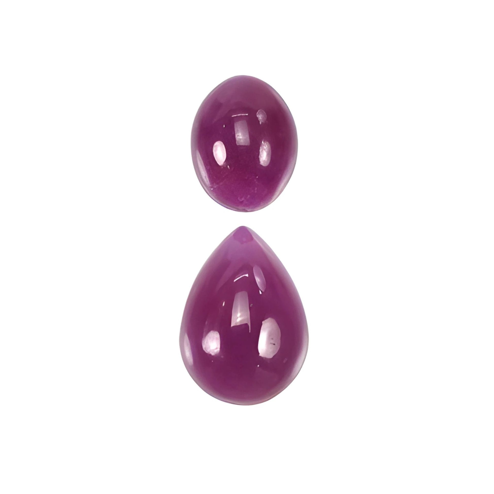 ruby pear, oval cabochon