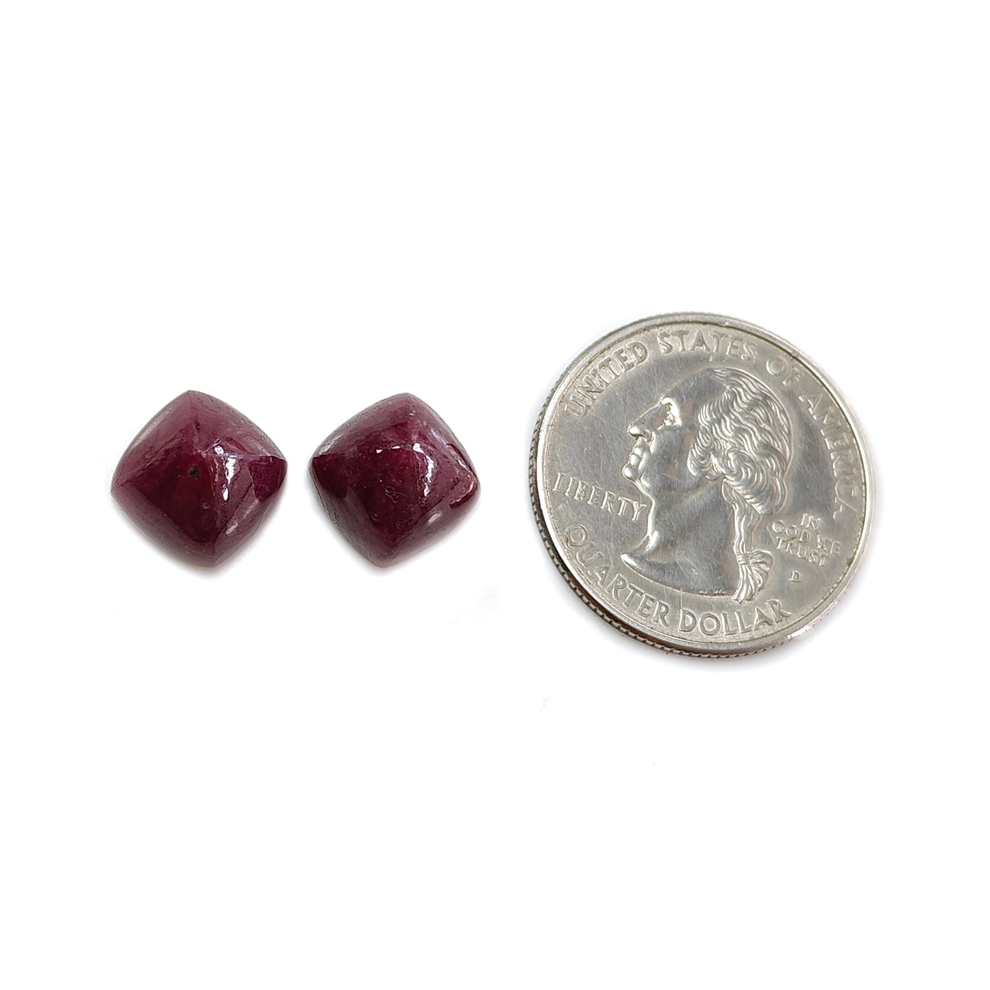 Red Ruby Gemstone Cabochon: 17.60cts Untreated Red Ruby Sugarloaf Shape 10mm 2pcs for Jewelry July Birthstone