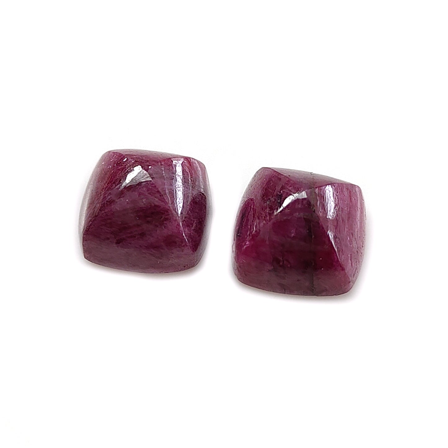 Red Ruby Gemstone Cabochon: 13.40cts Untreated Red Ruby Sugarloaf Shape 10mm 2pcs for Jewelry July Birthstone