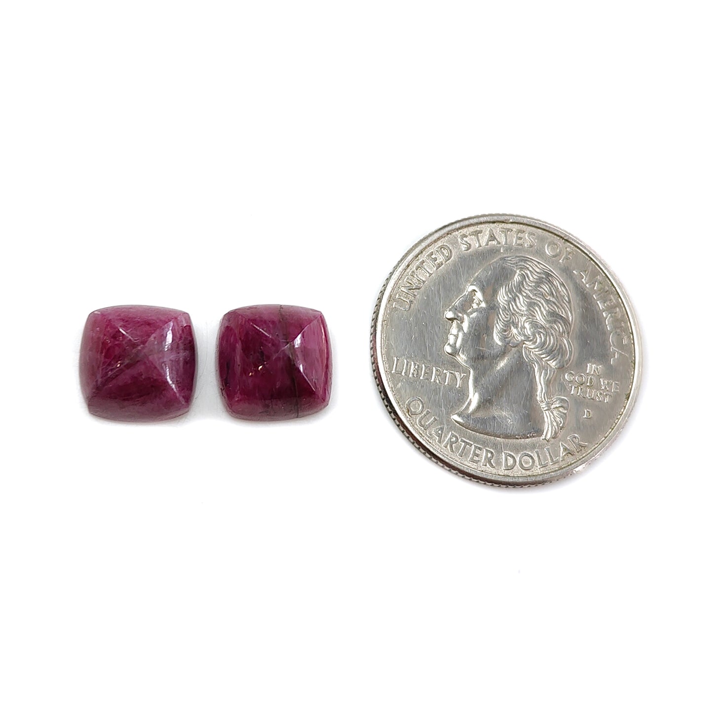 Red Ruby Gemstone Cabochon: 13.40cts Untreated Red Ruby Sugarloaf Shape 10mm 2pcs for Jewelry July Birthstone