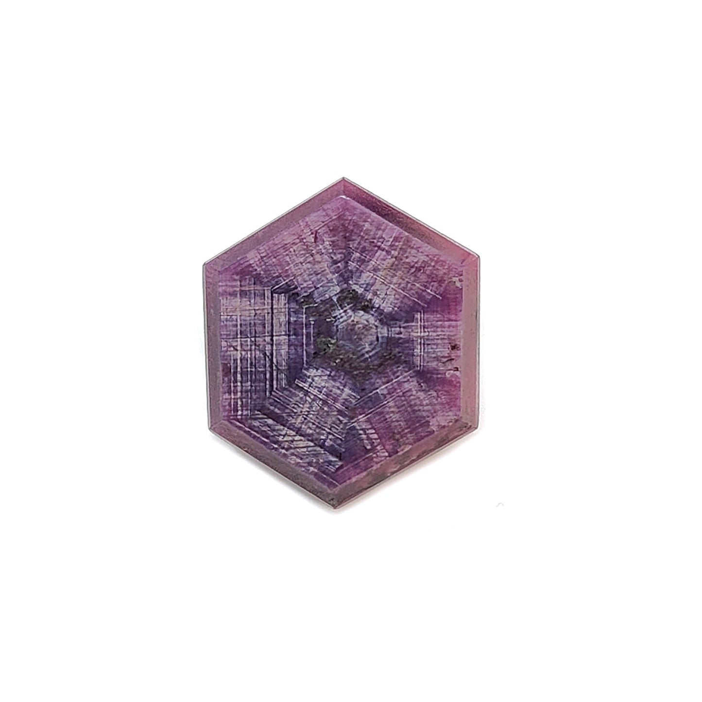 ruby trapiche hexagon flat slices