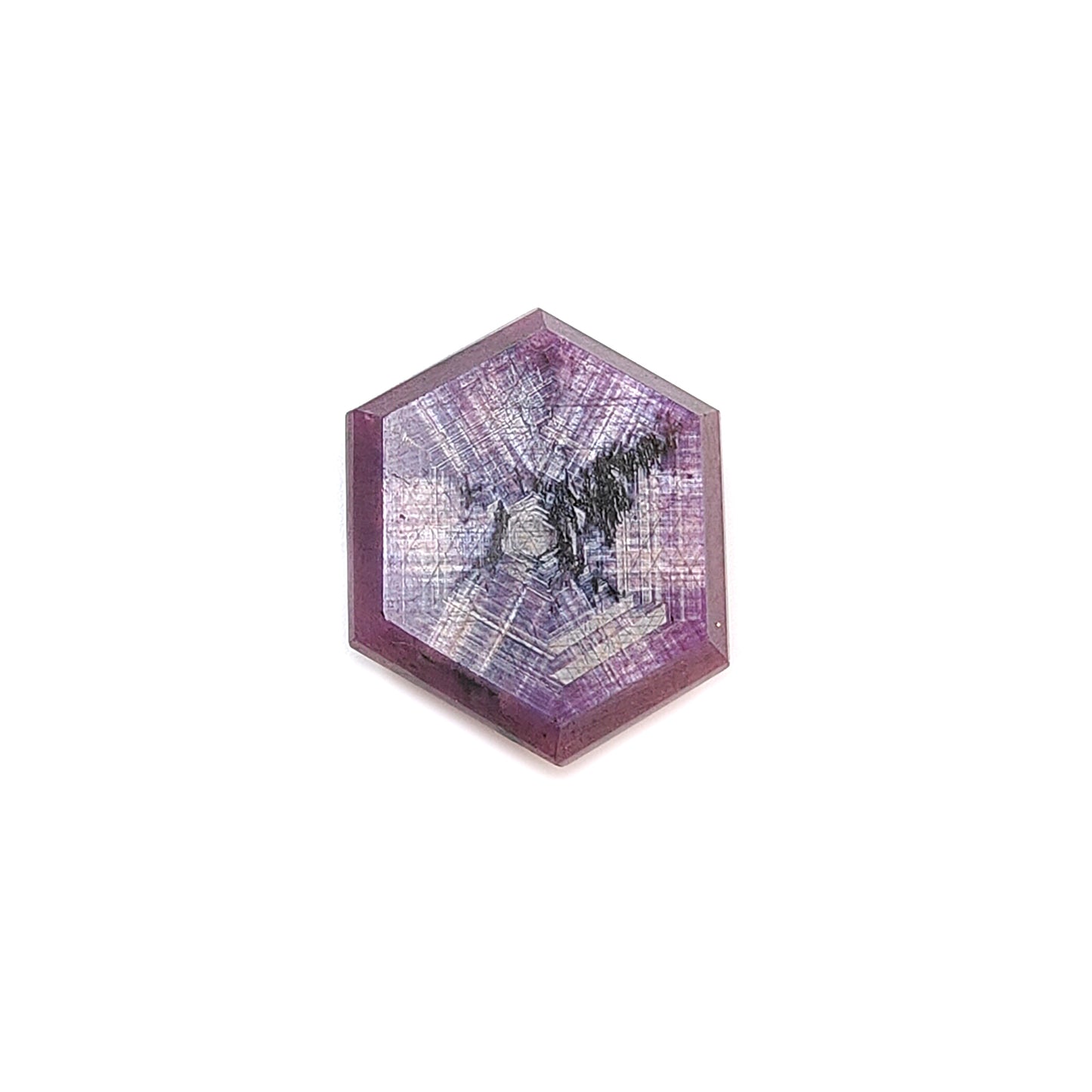 ruby trapiche hexagon flat slices