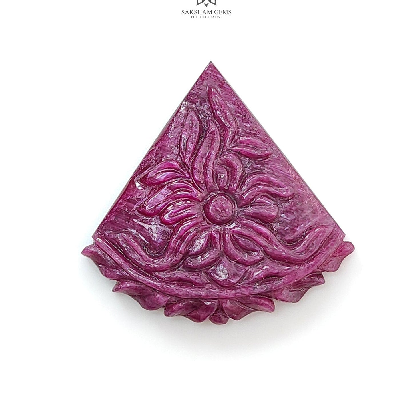 Ruby Gemstone Carving : 37.20cts Natural Untreated Unheated Red Ruby Hand Carved Triangle Shape 30*31mm 1pc