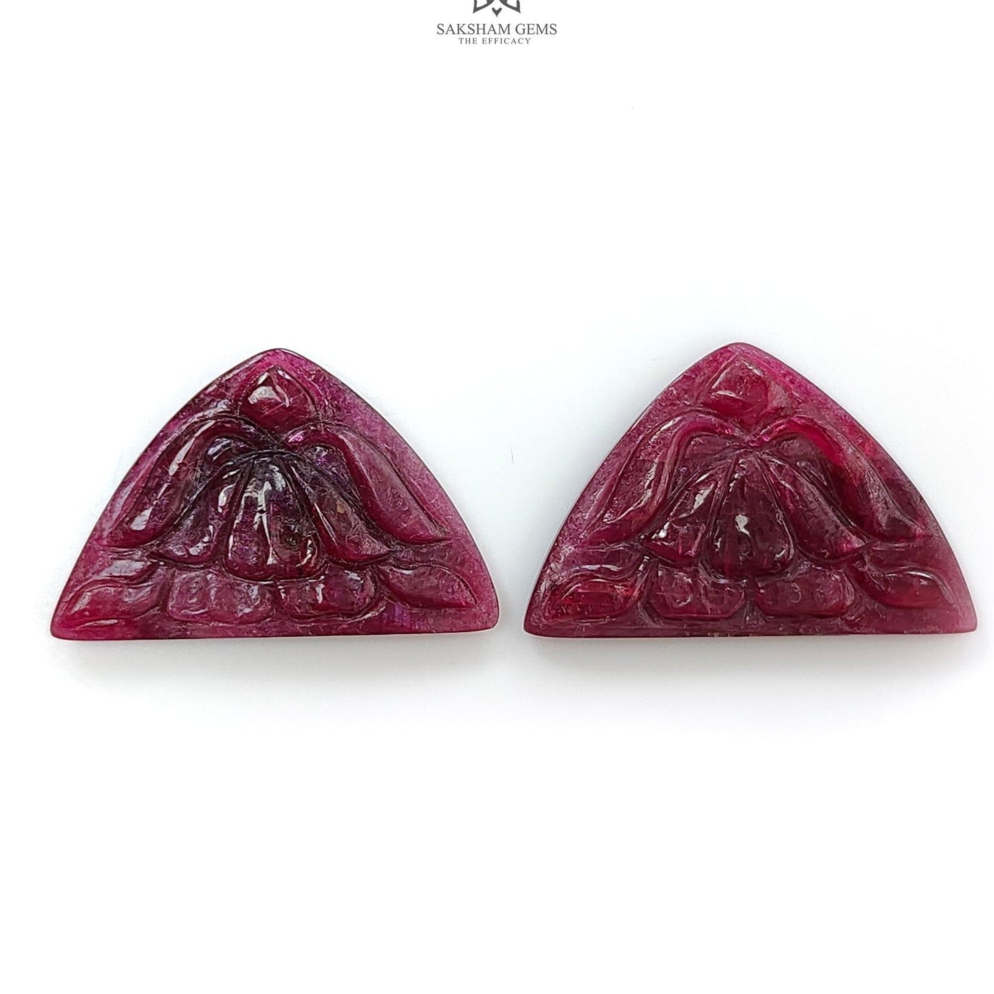 Ruby Gemstone Carving : 37.90cts Natural Untreated Unheated Red Ruby Hand Carved Uneven Shape 30*19.5mm Pair