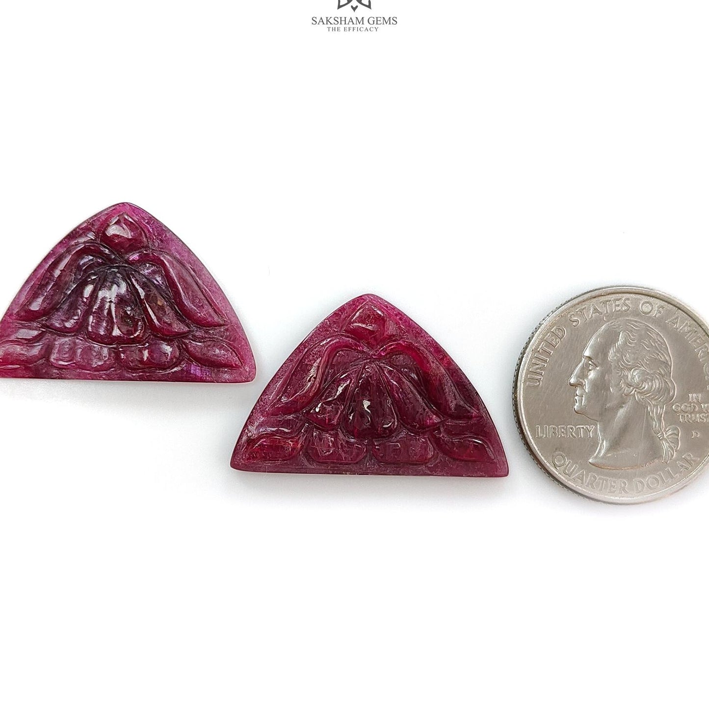 Ruby Gemstone Carving : 37.90cts Natural Untreated Unheated Red Ruby Hand Carved Uneven Shape 30*19.5mm Pair