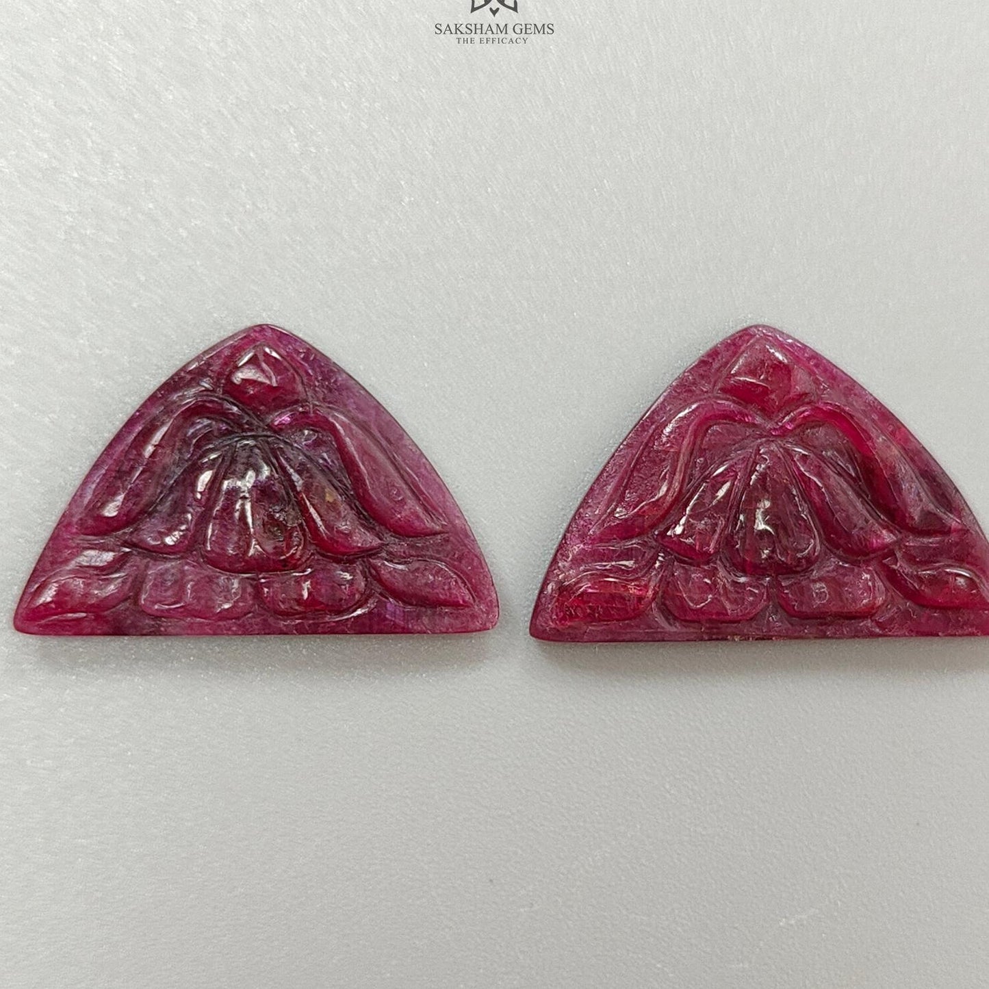 Ruby Gemstone Carving : 37.90cts Natural Untreated Unheated Red Ruby Hand Carved Uneven Shape 30*19.5mm Pair