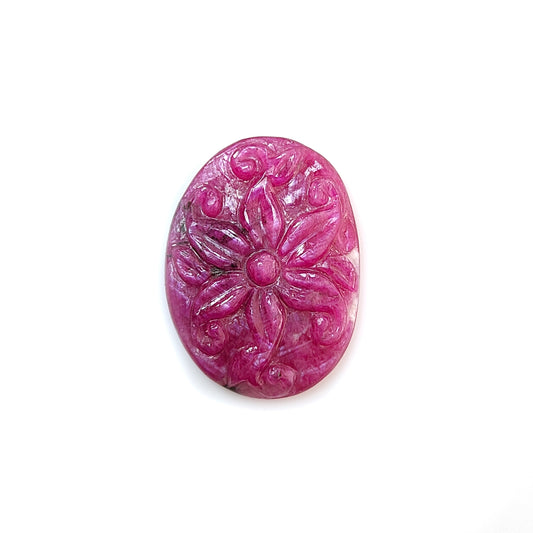 ruby oval shape carving