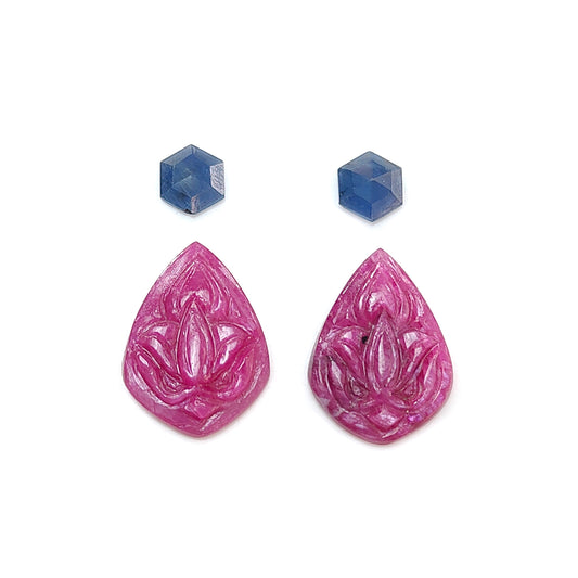 Ruby, Blue sapphire carving Fancy Shape