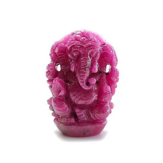 ruby lord ganesha carving gemstone