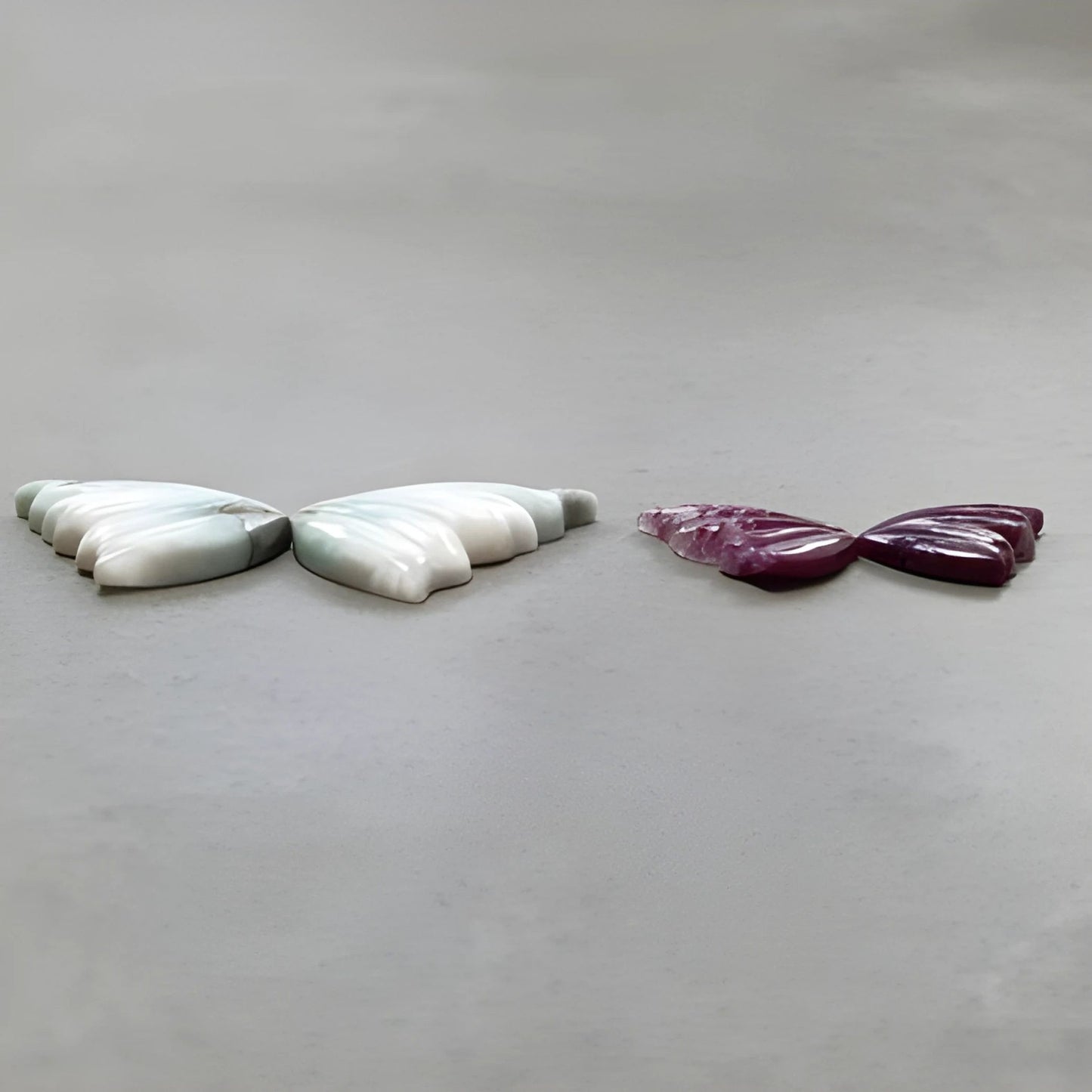 80.60cts Red Ruby, Larimar Carving Natural Untreated gemstone Butterfly Shape 4pcs Set for Jewelry