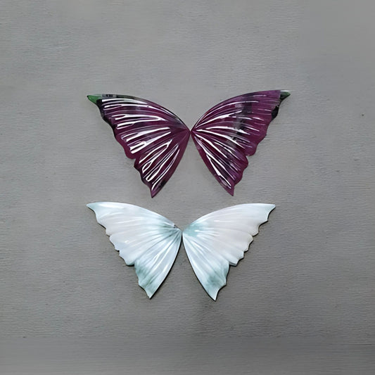 red ruby, larimar butterfly carving