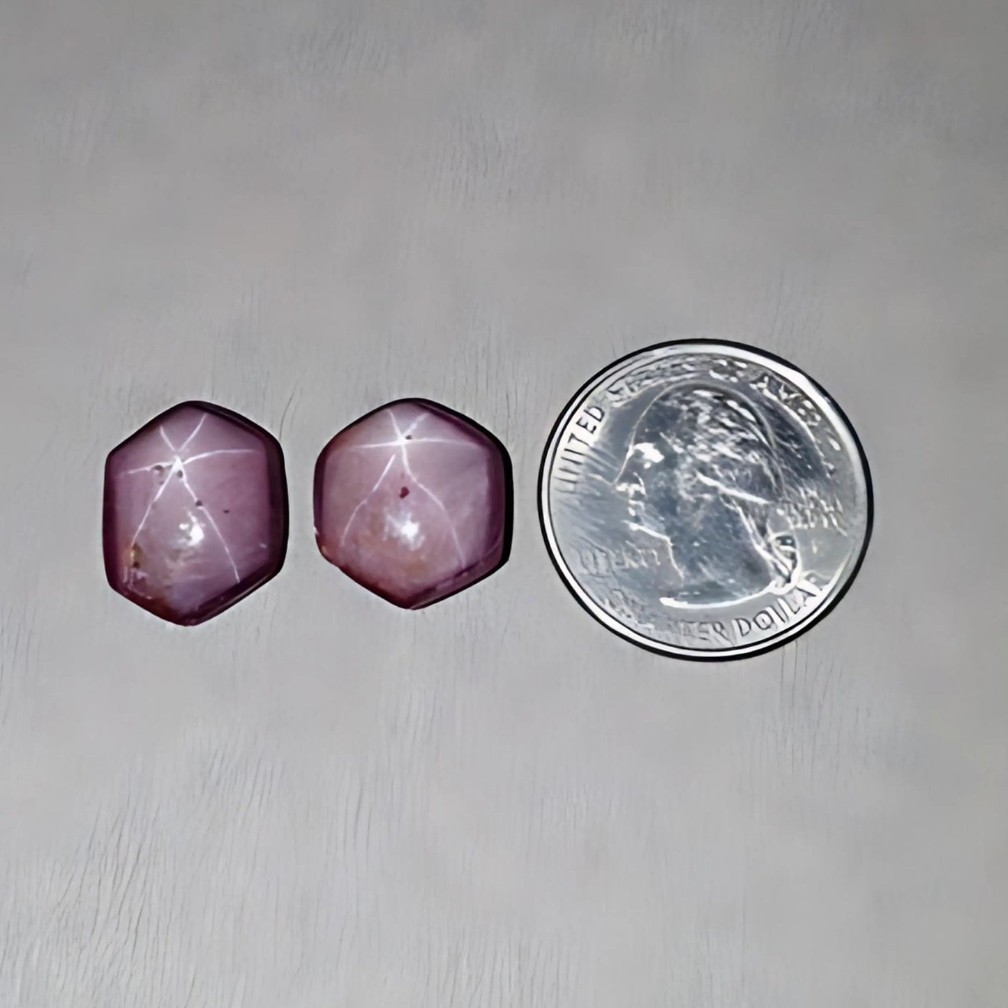 35.65cts Natural Untreated Star Ruby Gemstone Hexagon Shape Cabochon 16*14mm - 17*13mm 2pcs