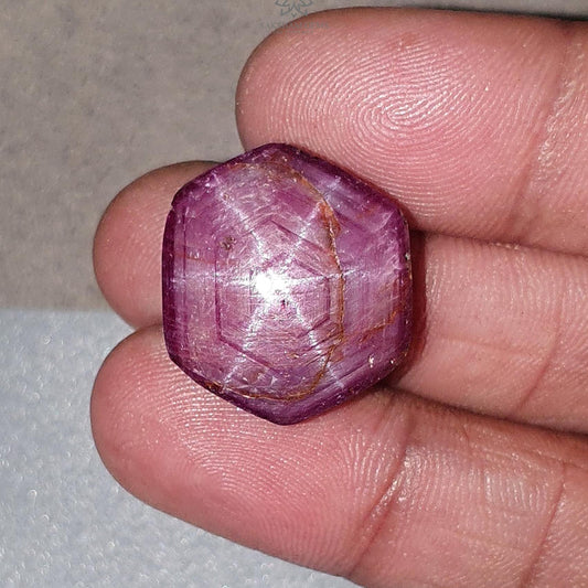 Star Ruby Gemstone Cabochon : 42.90cts Natural Untreated Red Ruby 6Ray Star Hexagon Shape 20.5*18mm