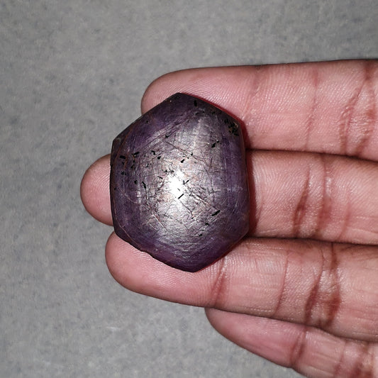 Star Ruby With Black Rutile Gemstone Wand : 159.30cts Natural Untreated Unheated Star Ruby Hexagon Shape Specimen 34*26mm
