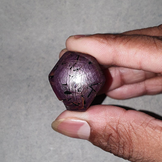 Star Ruby With Black Rutile Gemstone Wand : 180.70cts Natural Untreated Unheated Star Ruby Uneven Shape Specimen 40*27mm