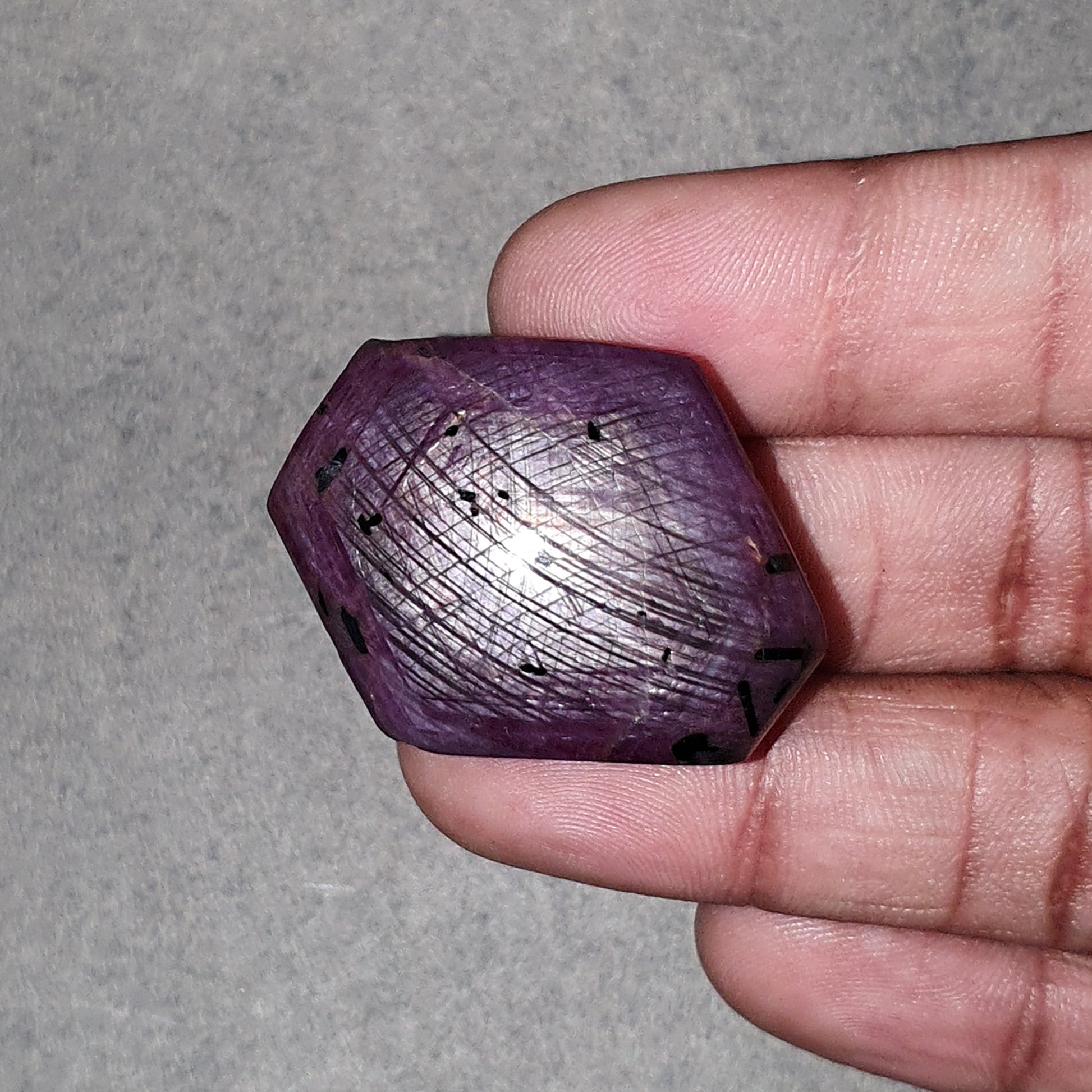 star ruby, black rutile rough healing hexagon