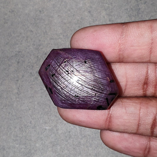 star ruby, black rutile rough healing hexagon