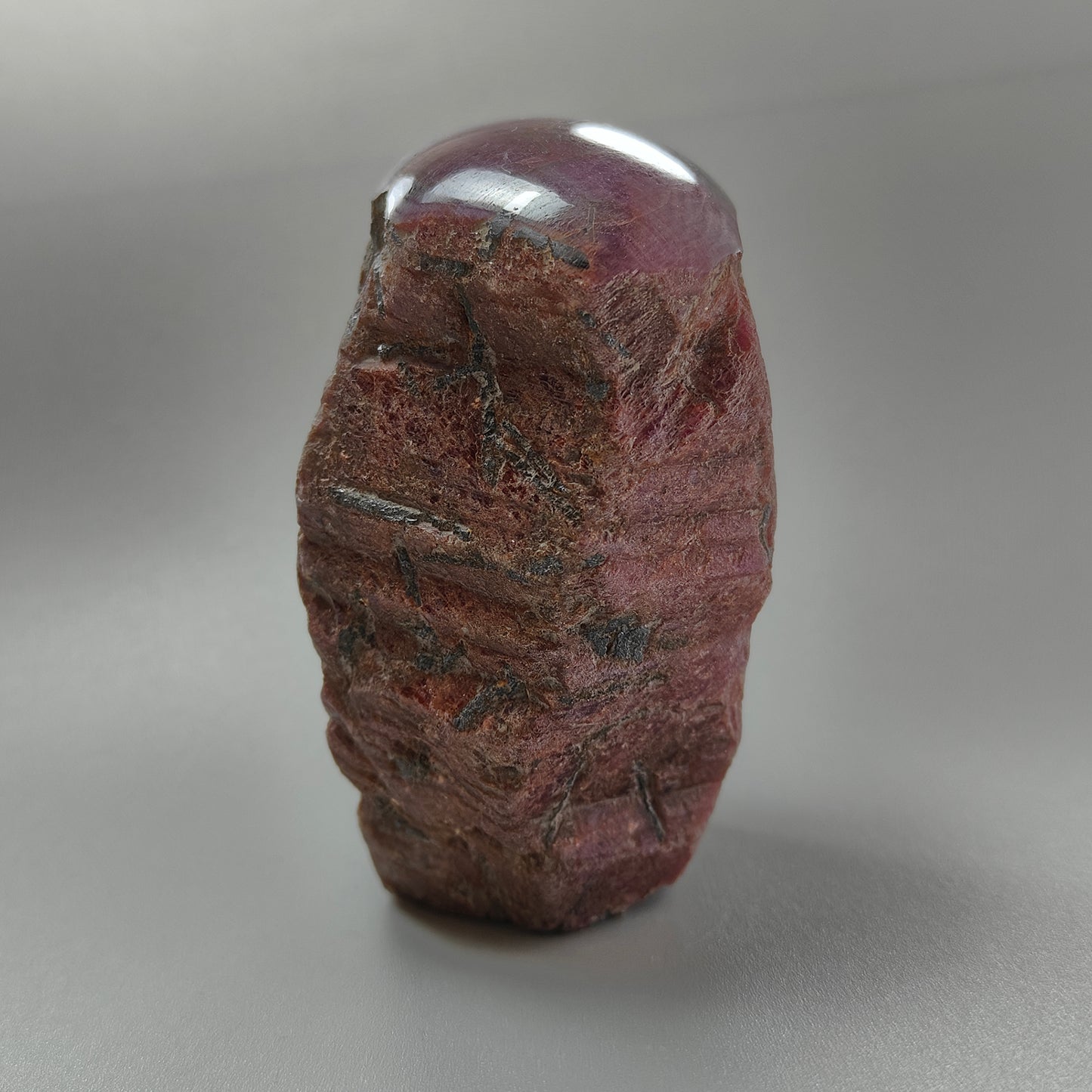 Star Ruby With Black Rutile Gemstone Wand : 2596.30cts Natural Untreated Unheated Star Ruby Uneven Shape Specimen 3"*1.5"