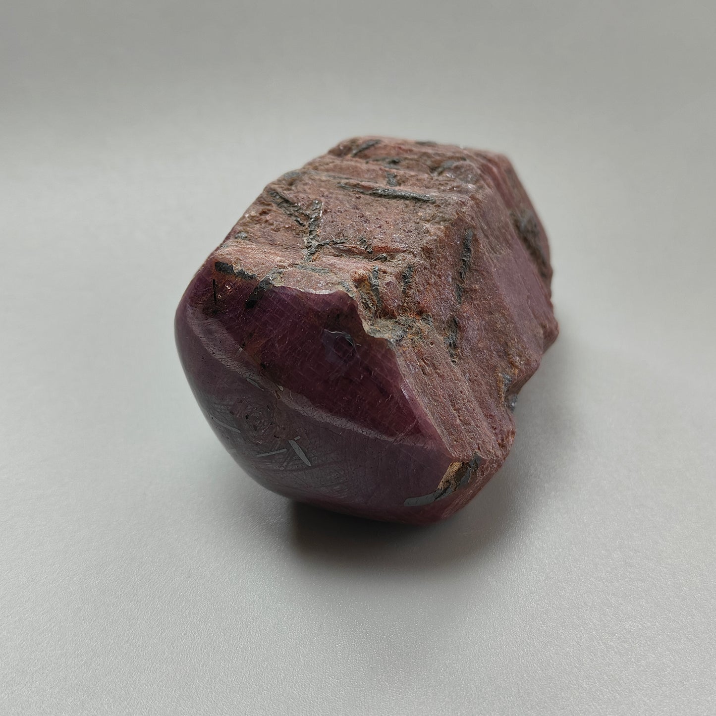 Star Ruby With Black Rutile Gemstone Wand : 2596.30cts Natural Untreated Unheated Star Ruby Uneven Shape Specimen 3"*1.5"