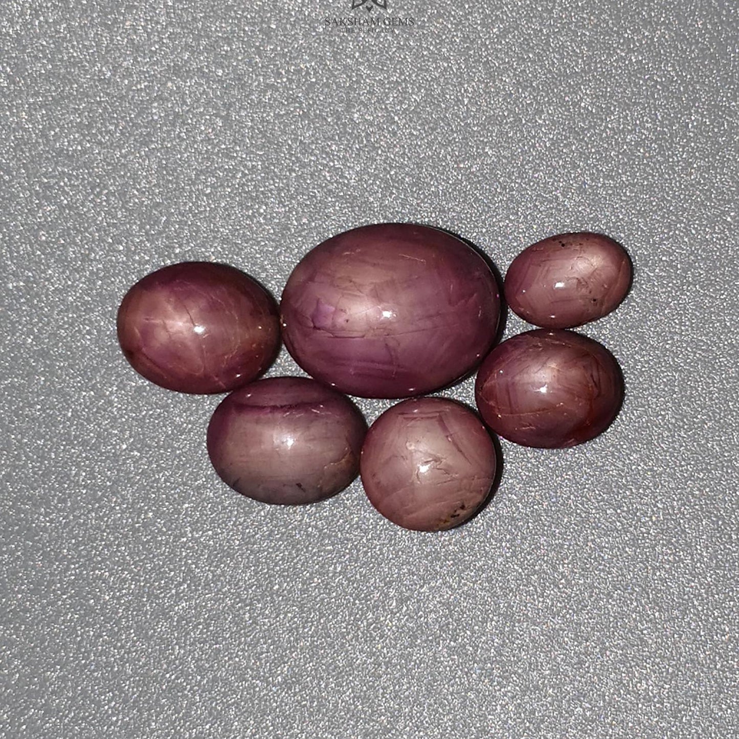 Star Ruby Gemstone Cabochon : 27.10cts Natural Untreated Unheated Ruby Oval Shape 7.5*5.5mm - 13*10.5mm 6pcs Lot
