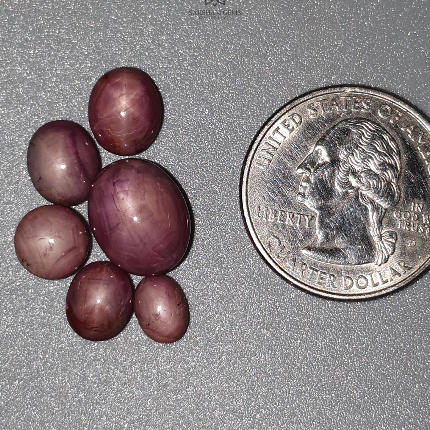 Star Ruby Gemstone Cabochon : 27.10cts Natural Untreated Unheated Ruby Oval Shape 7.5*5.5mm - 13*10.5mm 6pcs Lot