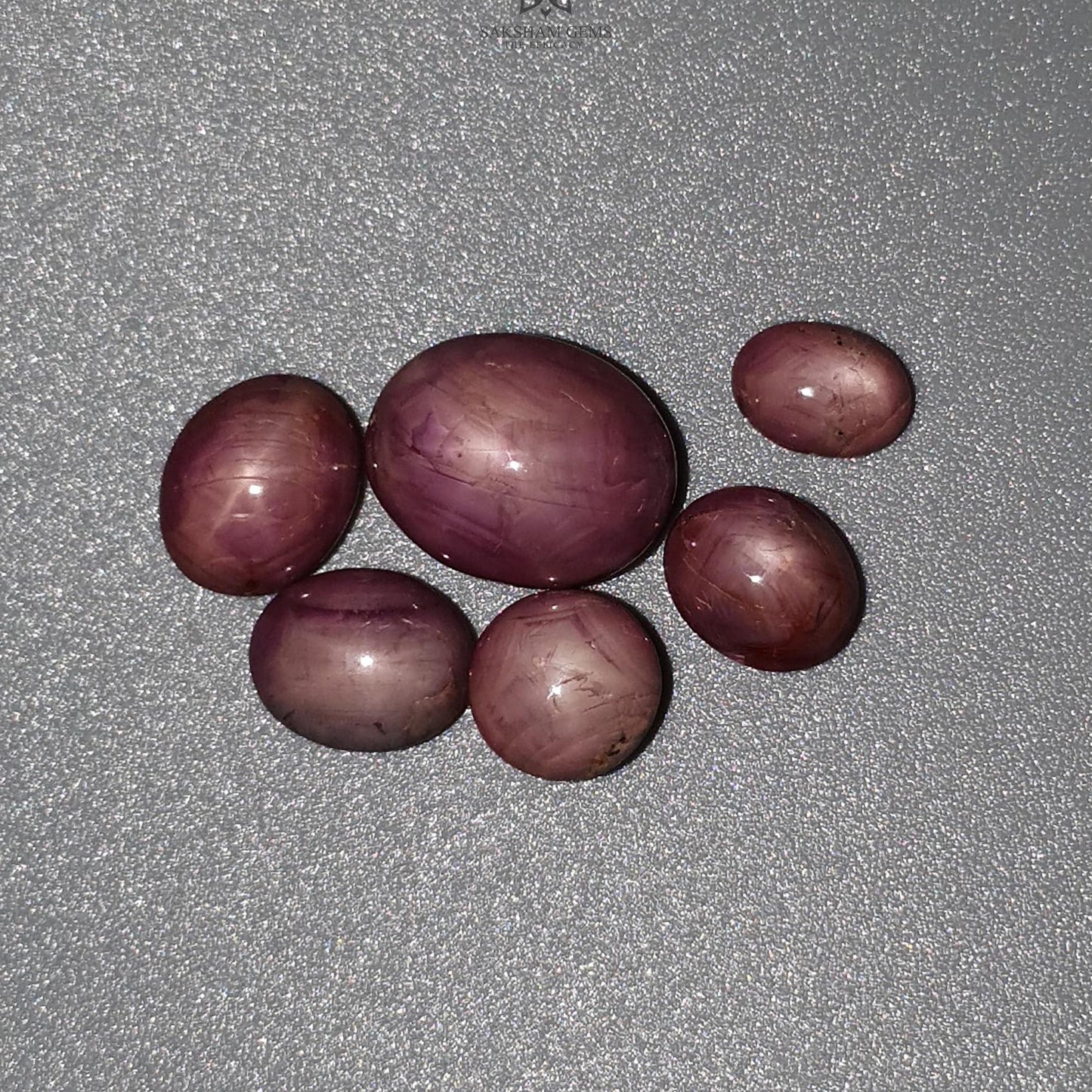 Star Ruby Gemstone Cabochon : 27.10cts Natural Untreated Unheated Ruby Oval Shape 7.5*5.5mm - 13*10.5mm 6pcs Lot