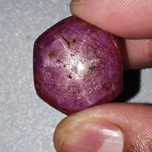 Star Ruby Gemstone Wand Specimen : 83.30cts Natural Untreated Unheated Red Ruby Hexagon 23*20mm 1pc