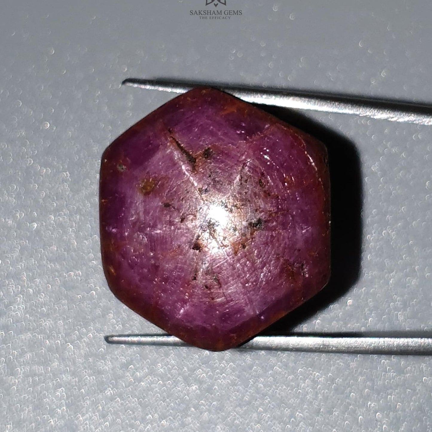 Star Ruby Gemstone Wand Specimen : 83.30cts Natural Untreated Unheated Red Ruby Hexagon 23*20mm 1pc