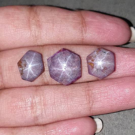 star ruby hexagon cabochon