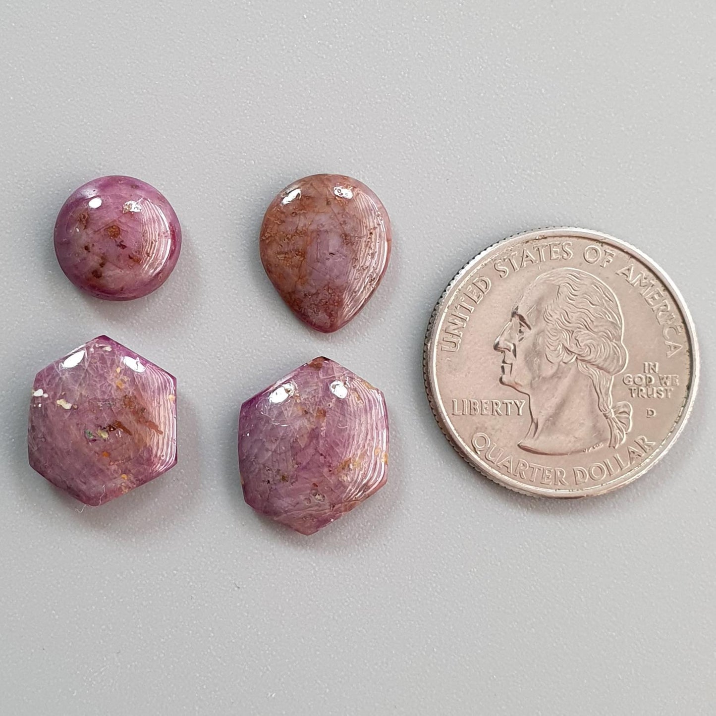 Star Ruby Round Pear & Hexagon Cabochon Gemstone : 30.50cts Natural Unheated Star Ruby Round Pear & Hexagon Cabochon 11mm -16*13mm 4pc For Jewelry