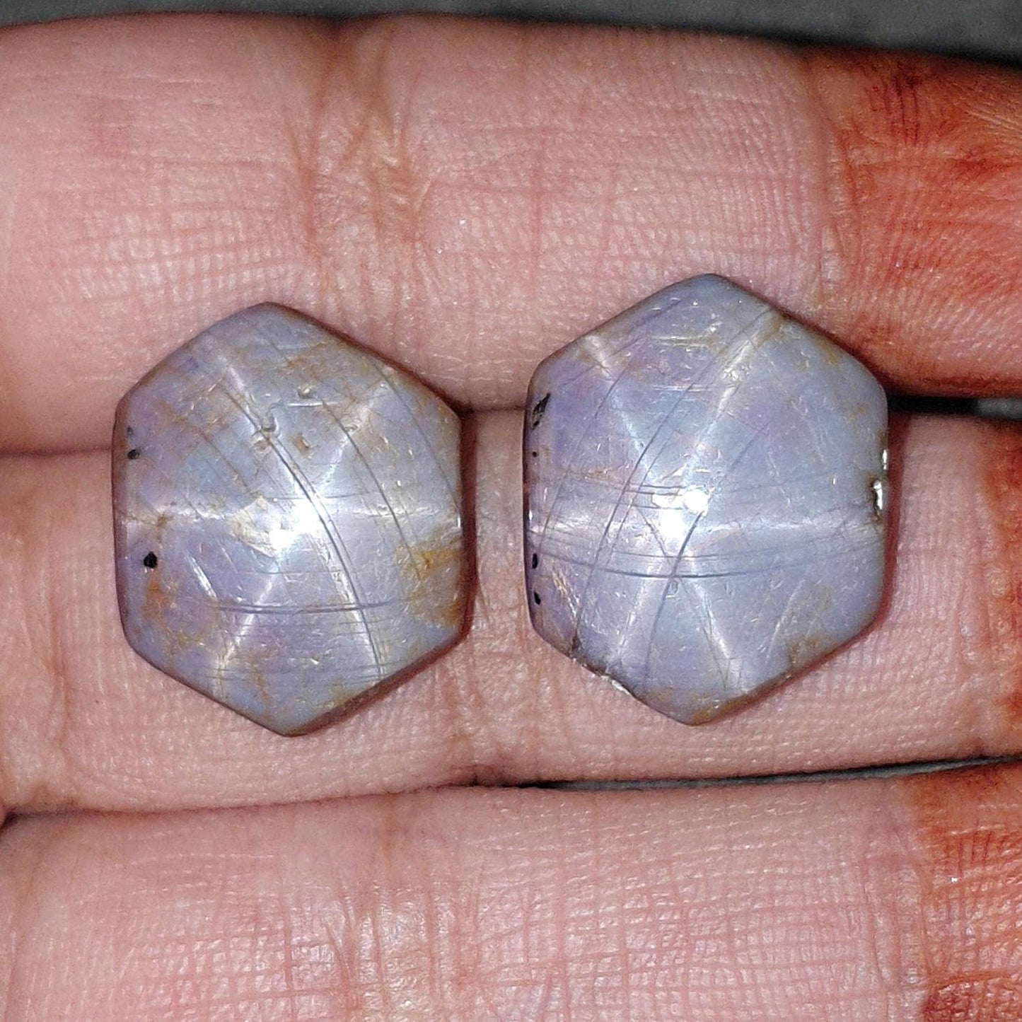 Star Ruby Gemstone Cabochon: 31.00cts Natural Untreated Unheated Milky 6Ray Star Ruby Hexagon Shape 18*15mm Pair for Jewelry