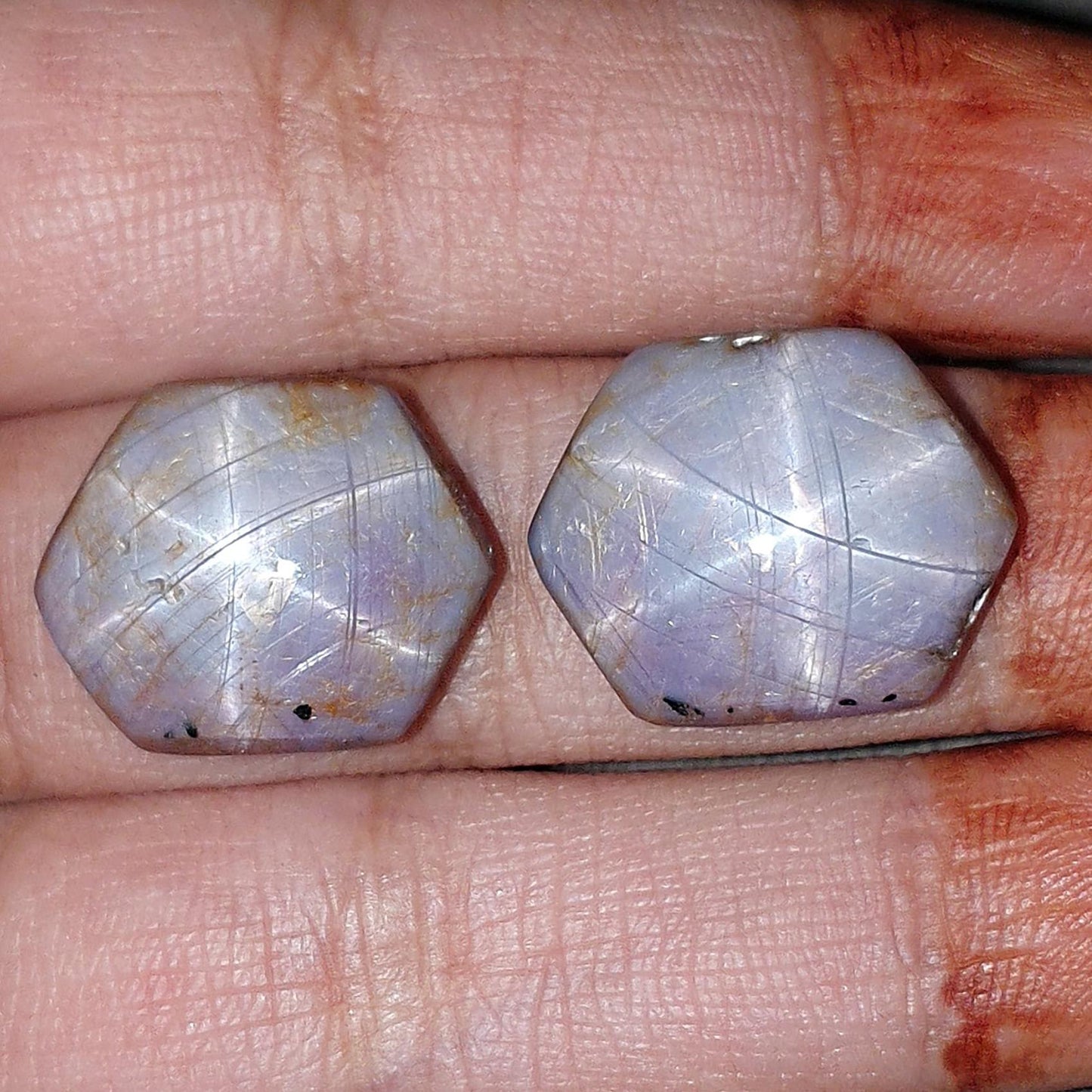 Star Ruby Gemstone Cabochon: 31.00cts Natural Untreated Unheated Milky 6Ray Star Ruby Hexagon Shape 18*15mm Pair for Jewelry