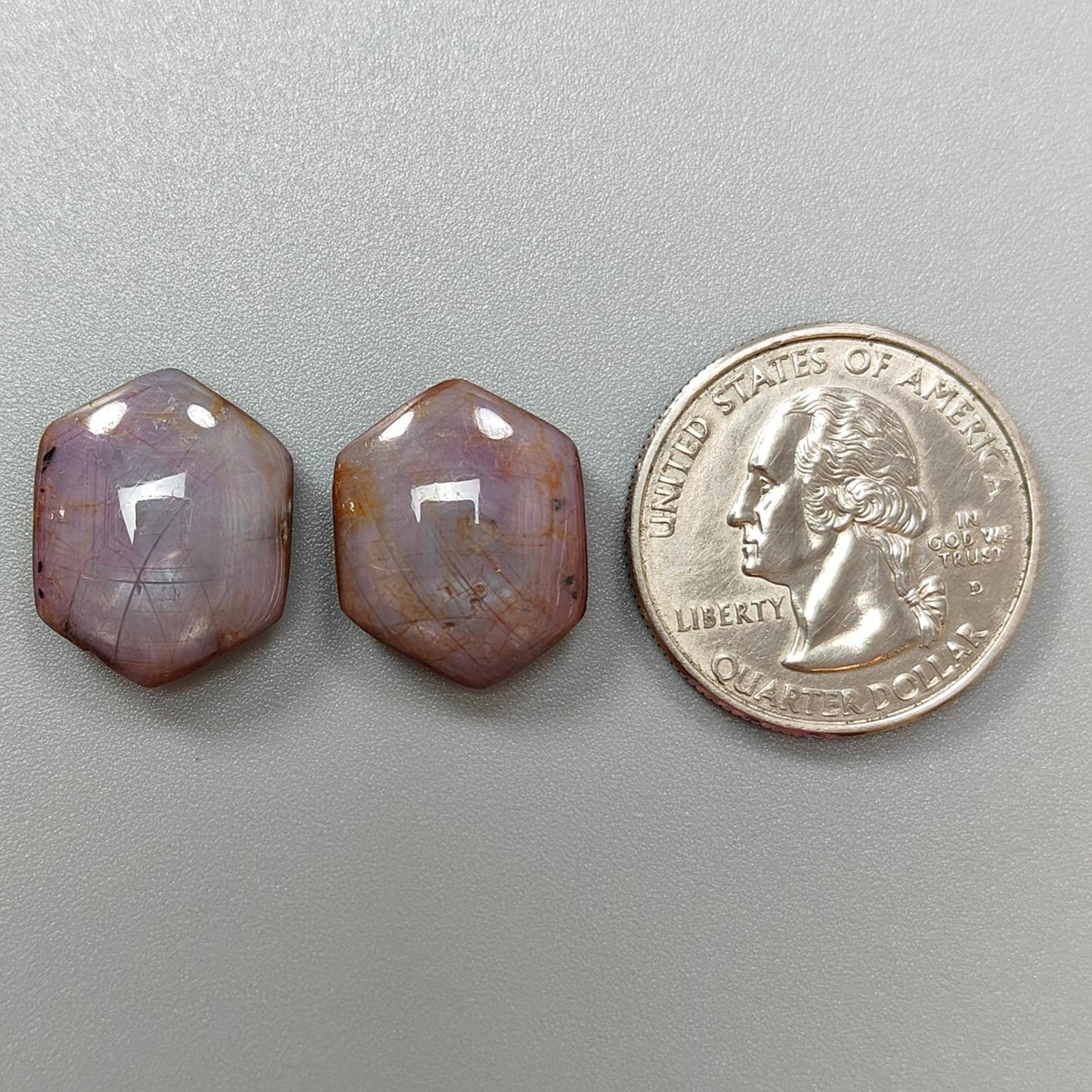 Star Ruby Gemstone Cabochon: 31.00cts Natural Untreated Unheated Milky 6Ray Star Ruby Hexagon Shape 18*15mm Pair for Jewelry