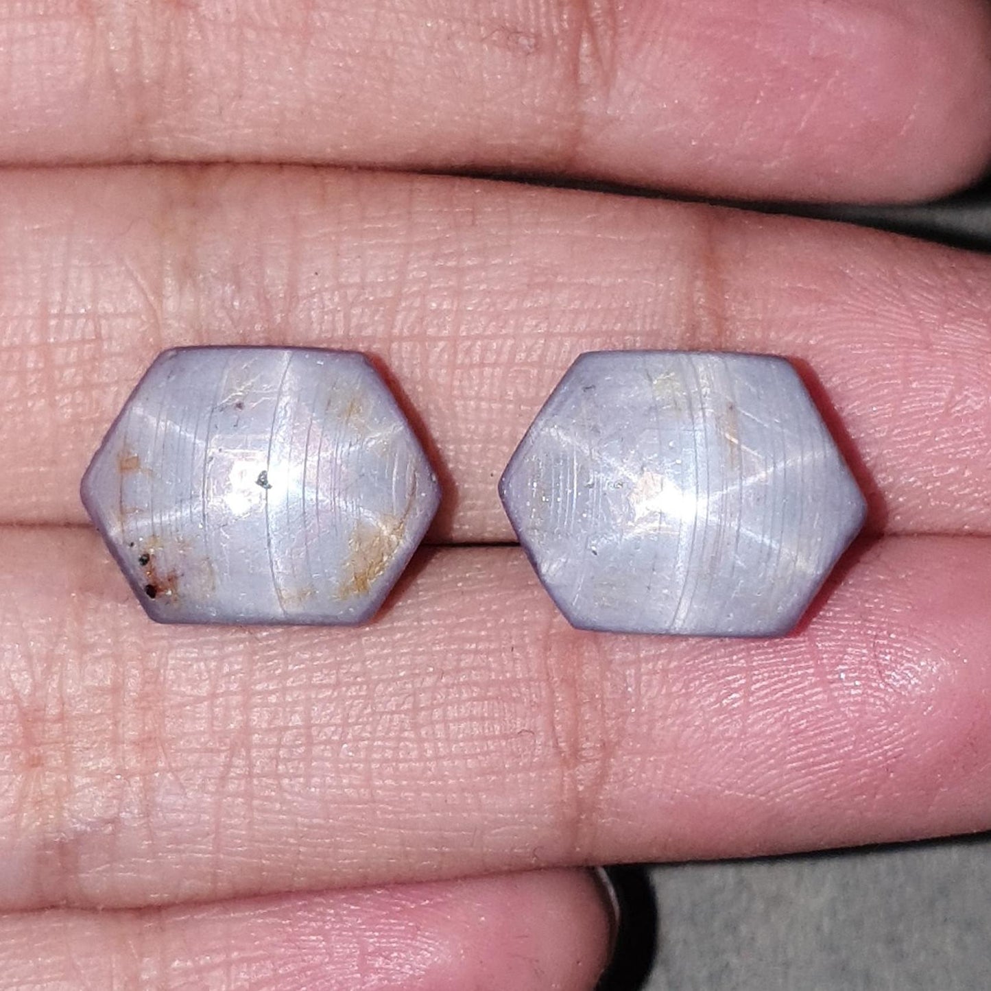 Milky Star Ruby Gemstone Cabochon: 36.20cts Natural Untreated Unheated 6Ray Star Ruby Hexagon Shape 15*11.5mm Pair July Birthstone