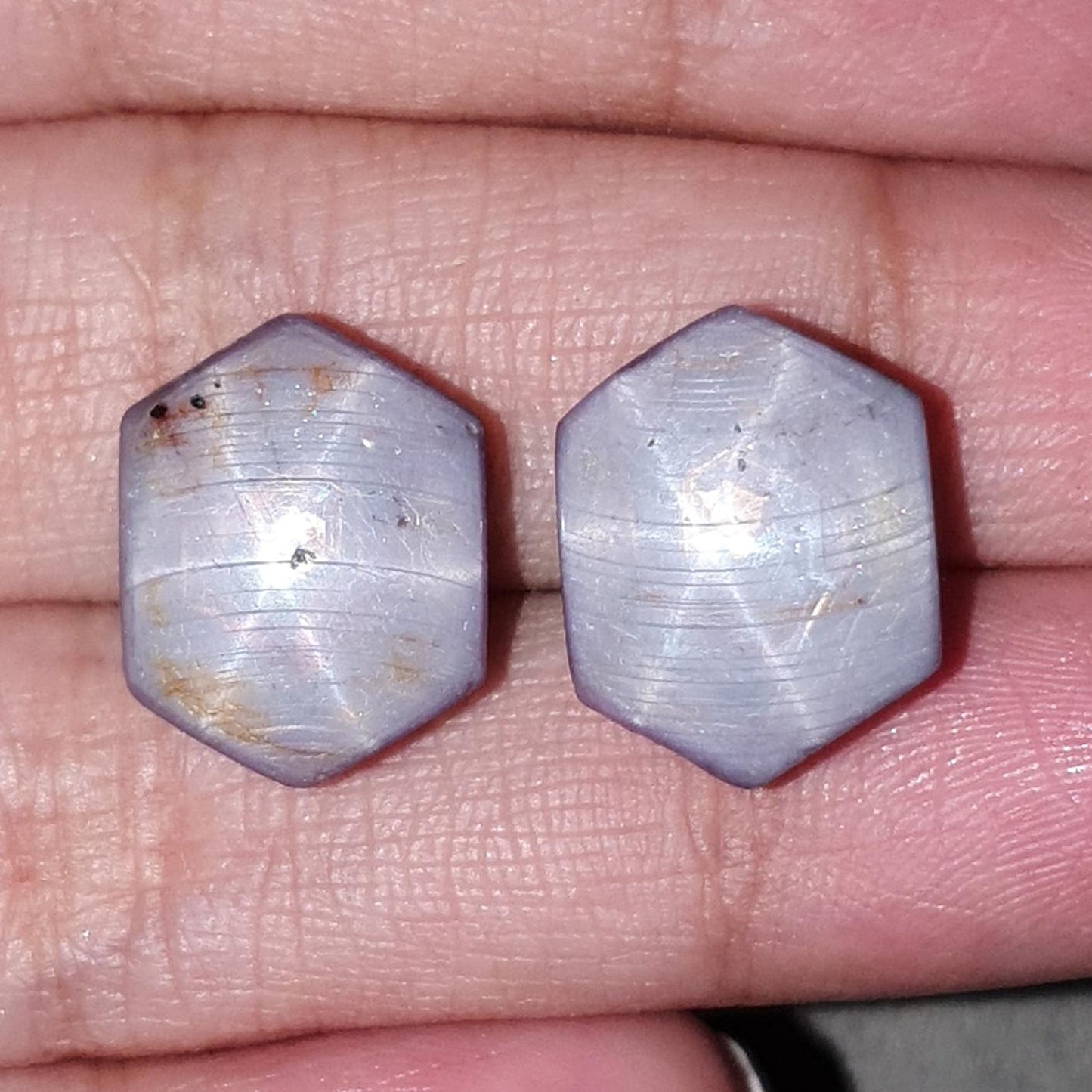 Milky Star Ruby Gemstone Cabochon: 36.20cts Natural Untreated Unheated 6Ray Star Ruby Hexagon Shape 15*11.5mm Pair July Birthstone