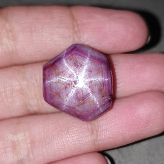 Star Ruby Gemstone Cabochon: 53.70cts Natural Untreated Unheated 6Ray Star Ruby Hexagon Shape 22*19mm 1pc for Jewelry July Birthstone