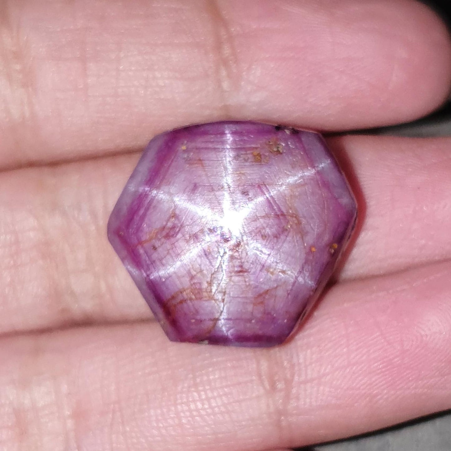 Star Ruby Gemstone Cabochon: 53.70cts Natural Untreated Unheated 6Ray Star Ruby Hexagon Shape 22*19mm 1pc for Jewelry July Birthstone