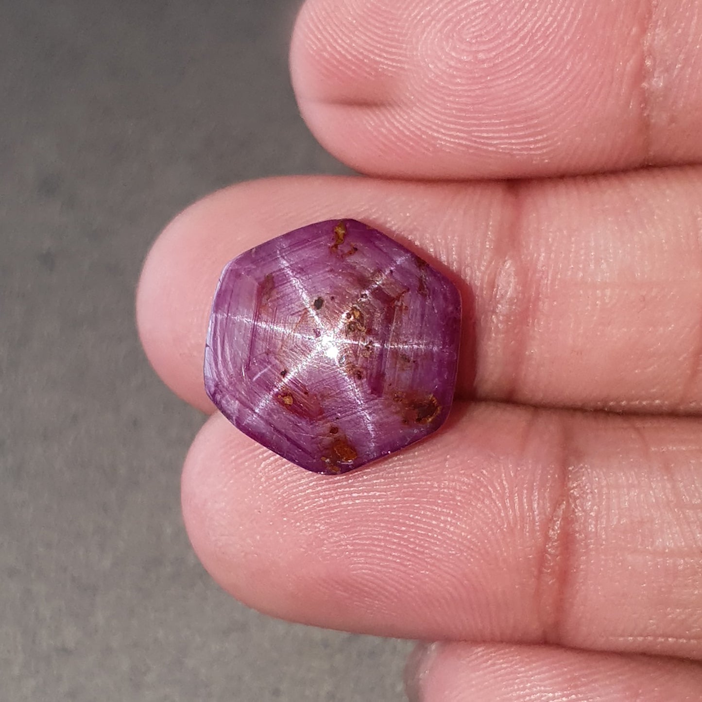 star ruby hexagon cabochon
