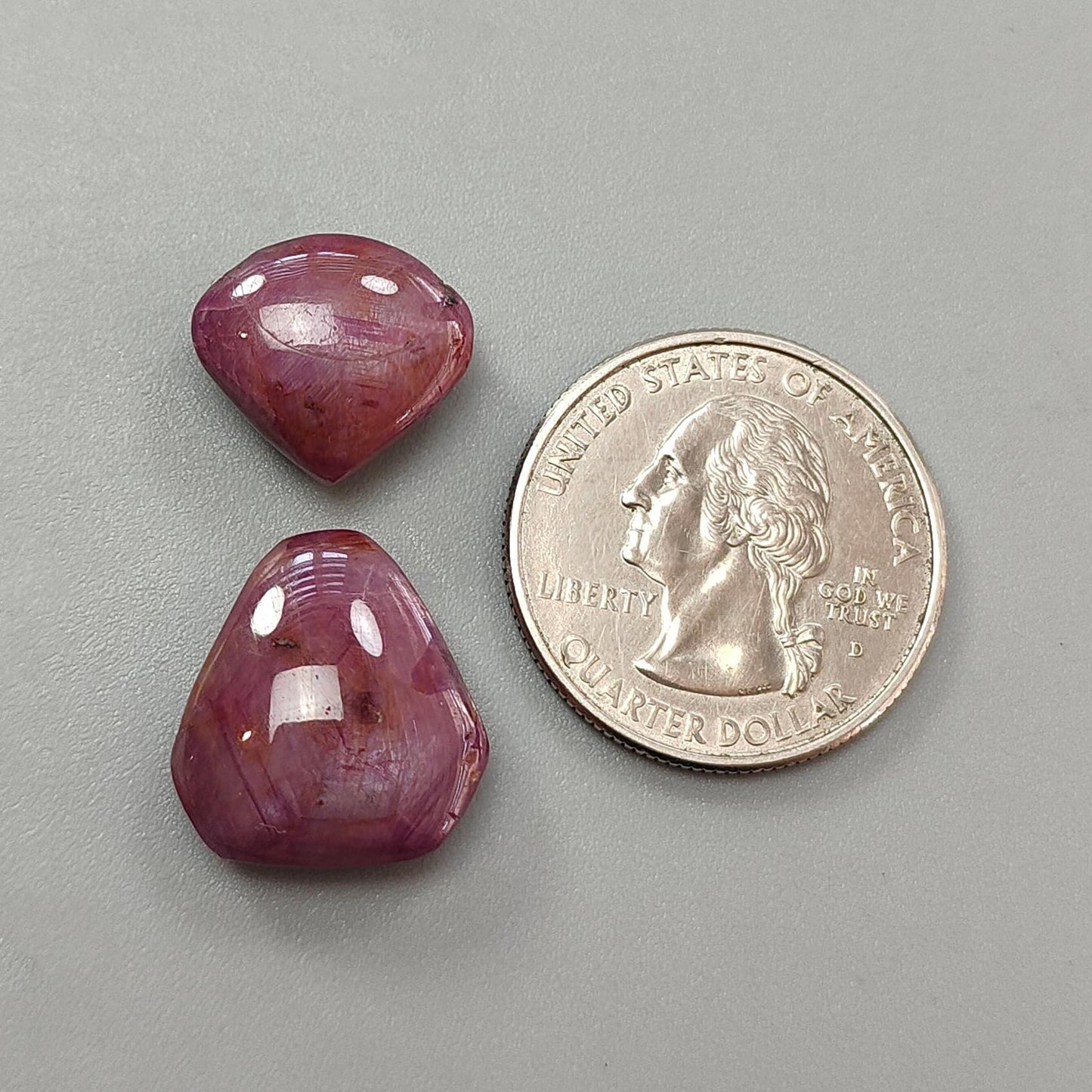 Star Ruby Gemstone Cabochon: 33.50cts Natural Untreated Unheated 6Ray Star Ruby Fancy Shape 13*15mm - 17*16mm 2pcs Set July Birthstone