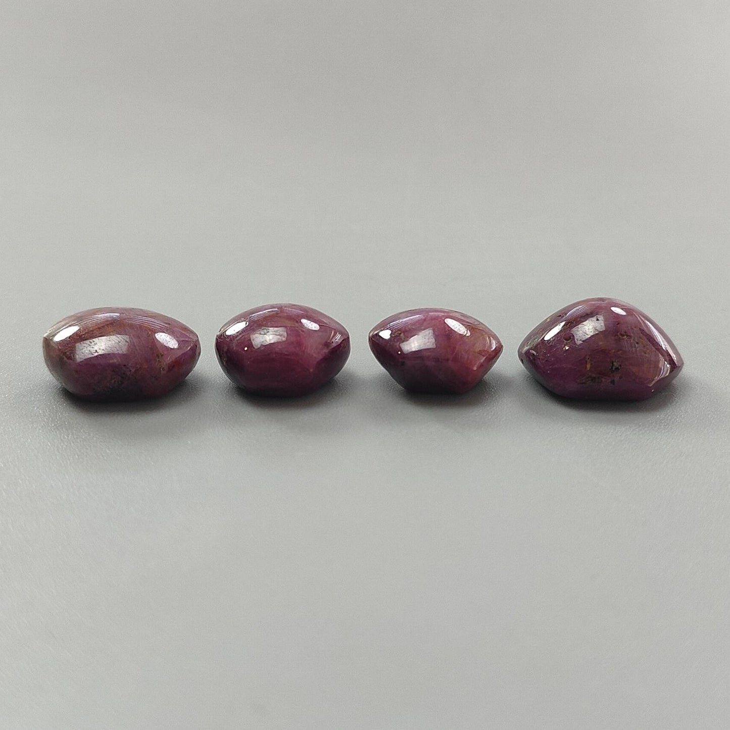 Star Ruby Gemstone Cabochon: 63.20cts Natural Untreated Unheated 6Ray Star Ruby Hexagon Shape 14*12mm - 17*16mm 4pcs Set July Birthstone