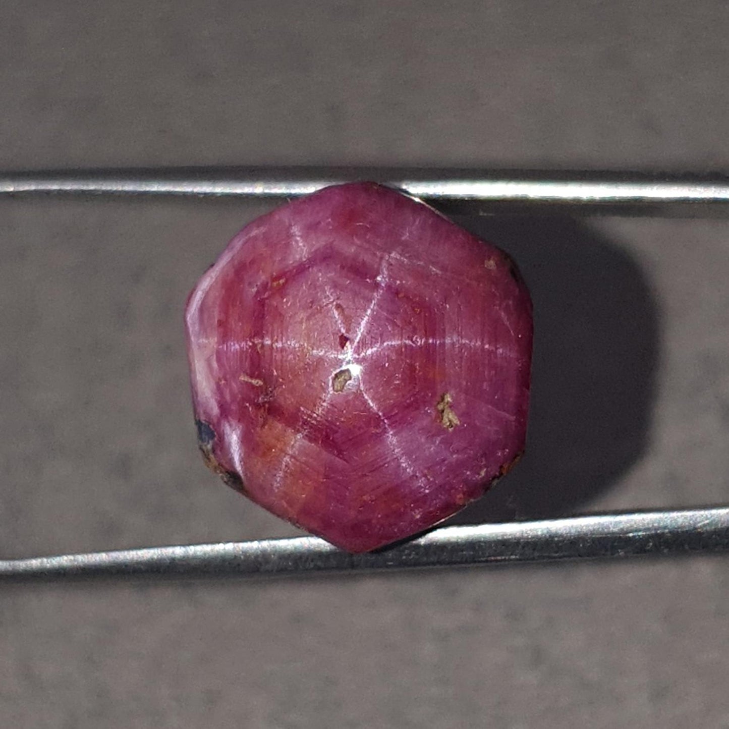 Star Ruby Gemstone Wand Specimen: 44.40cts Natural Untreated 6Ray Star Ruby Hexagon Shape Healing Crystal 21*16mm 1pc July Birthstone