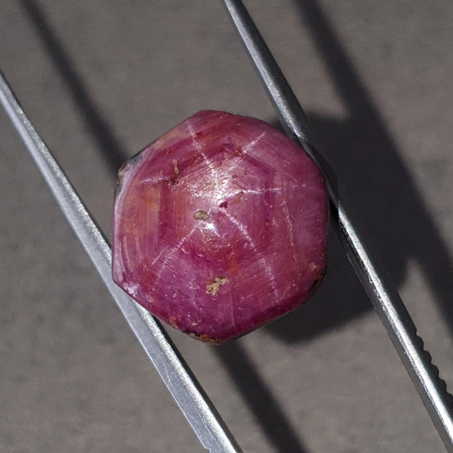 Star Ruby Gemstone Wand Specimen: 44.40cts Natural Untreated 6Ray Star Ruby Hexagon Shape Healing Crystal 21*16mm 1pc July Birthstone