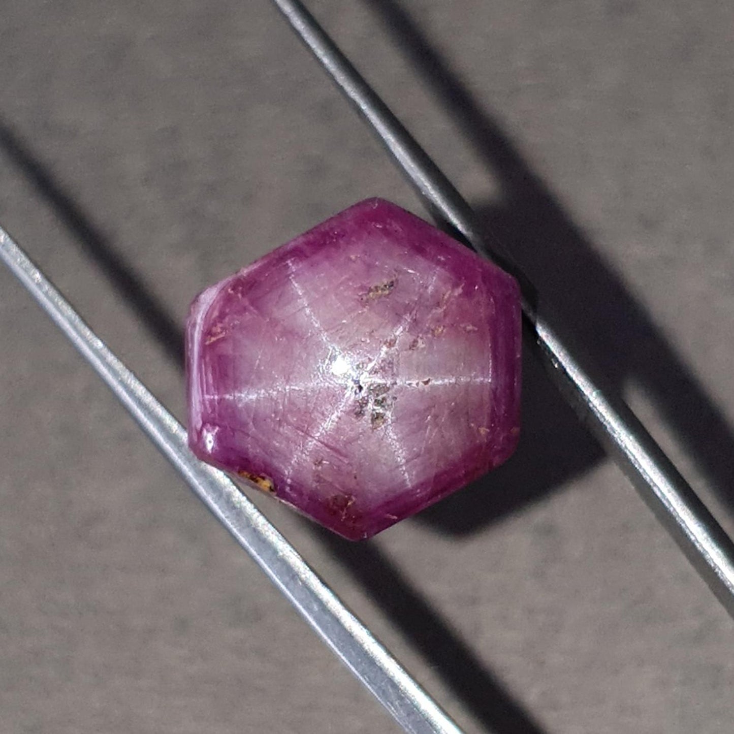 Star Ruby Gemstone Wand Specimen: 47.00cts Natural Untreated 6Ray Star Ruby Hexagon Shape Healing Crystal 22*16mm 1pc July Birthstone