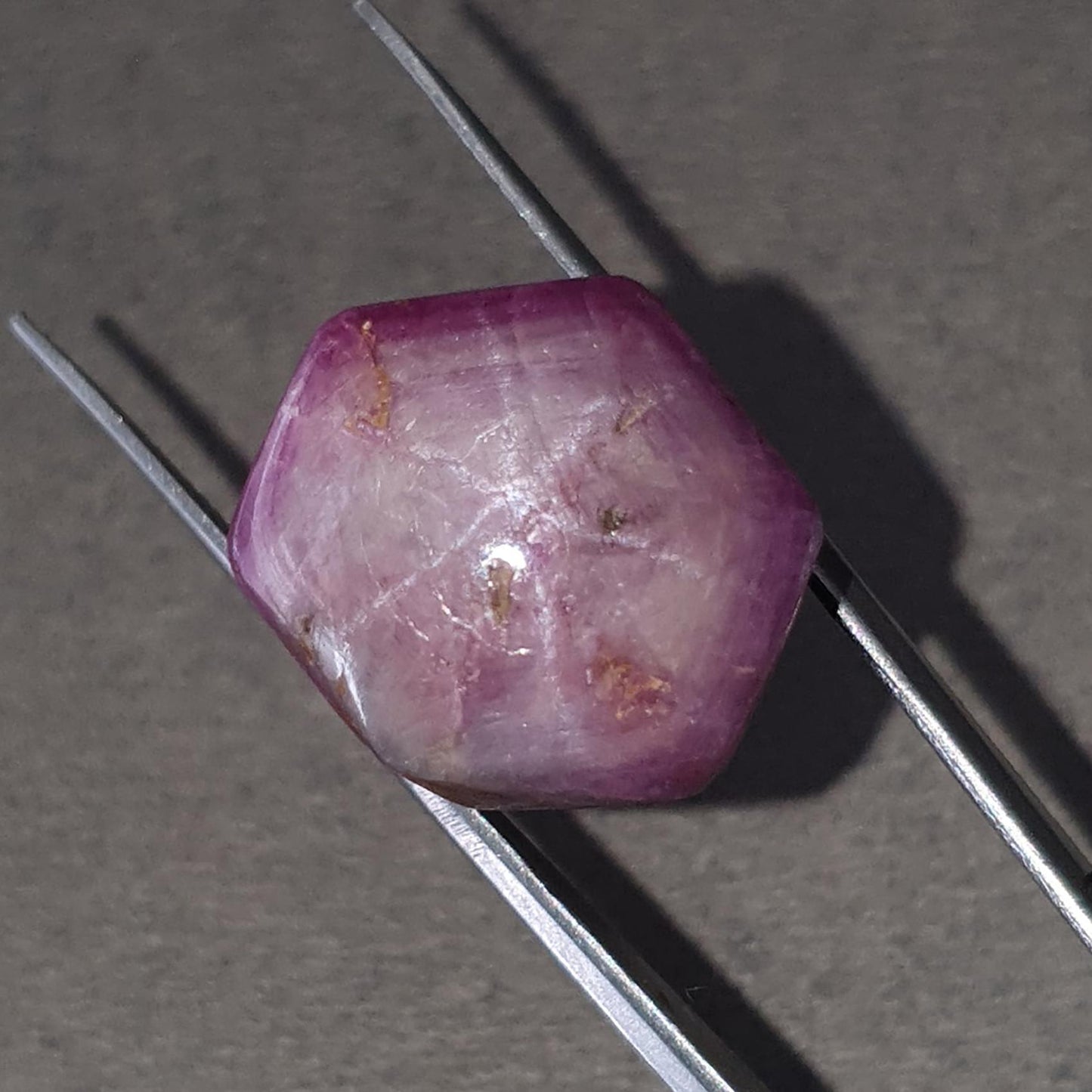 Star Ruby Gemstone Wand Specimen: 95.80cts Natural Untreated 6Ray Star Ruby Hexagon Shape Healing Crystal 29*20mm 1pc July Birthstone